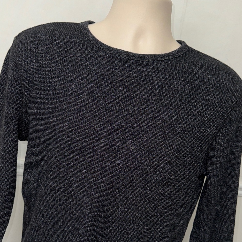 HM Mens Crewneck Sweater Regular Fit Charcoal Gray Textured Knit Size Medium